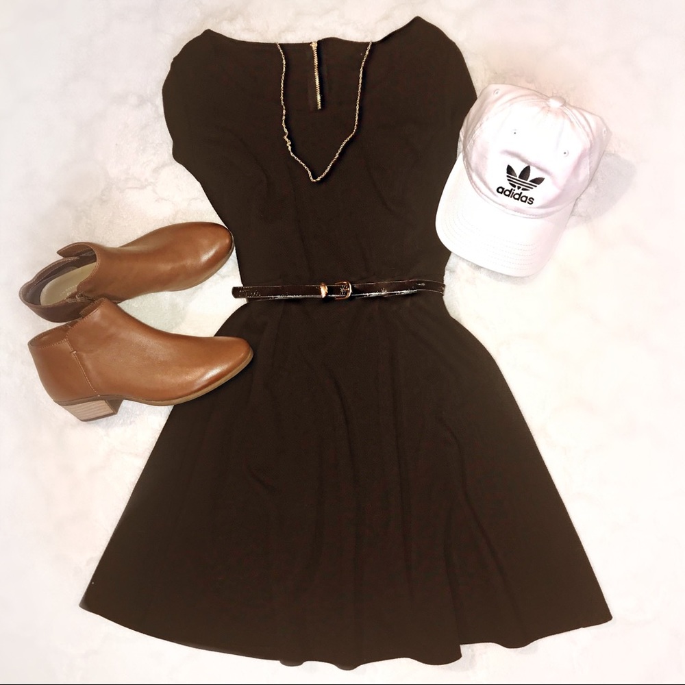 ✰ Classic Black Zip Up Skater Dress ✰